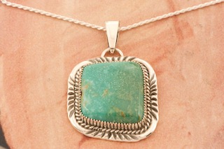 Genuine Pilot Mountain Turquoise Sterling Silver Pendant